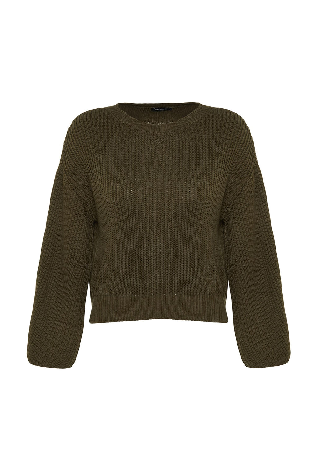 Haki Crop Genis Kal?p Ispanyol Kol Triko Kazak TWOAW20KZ0743