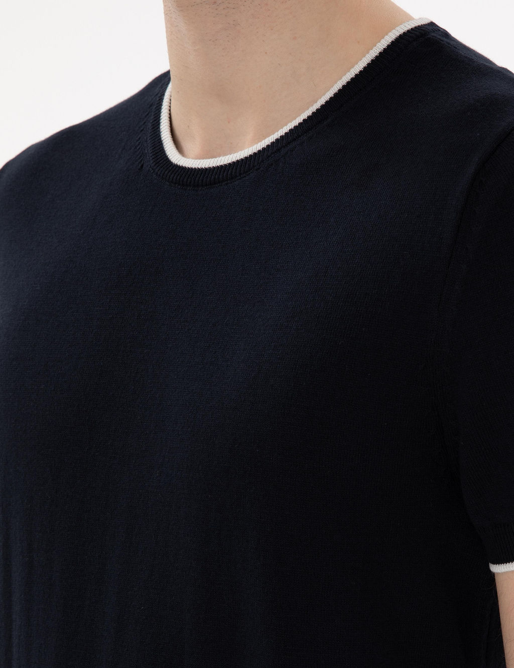 Lacivert Slim Fit Bisiklet Yaka Triko Ti__rt - Pierre cardin фото 7