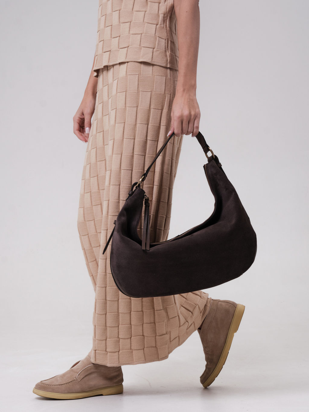 Сумка замшевая багет Azaro 30861 коричневый торф