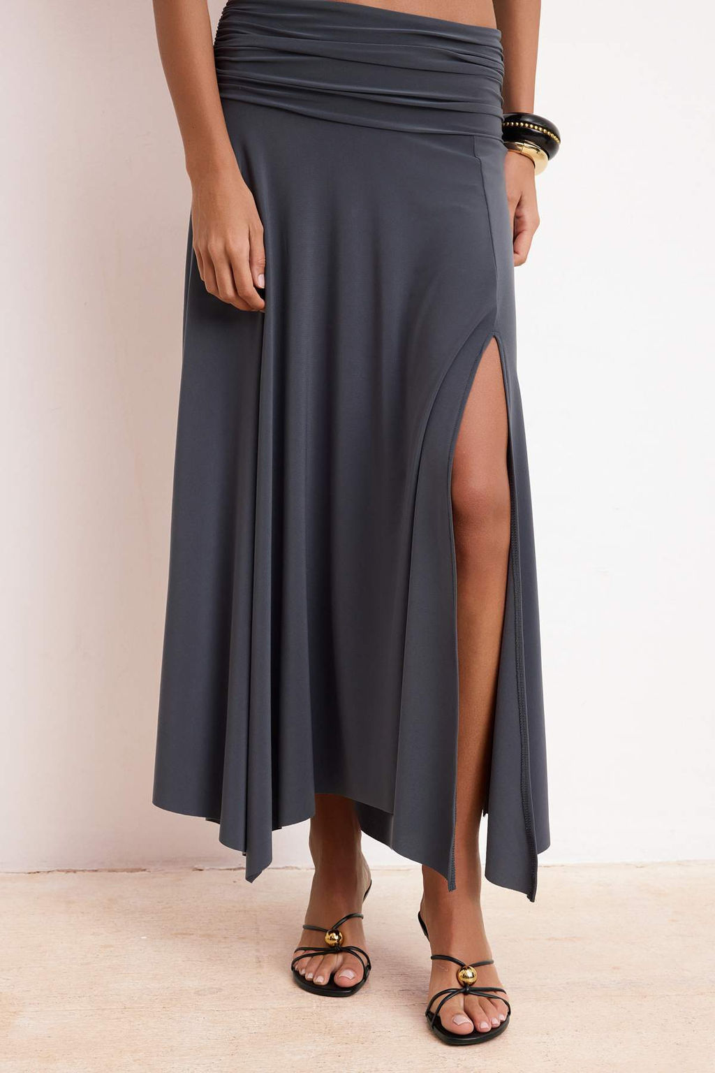 TRENDYOLMILLA Kahverengi Bel Detayl? Y?rtmacl? Esnek Orme Maxi Etek TWOSS25ET00068 фото 12