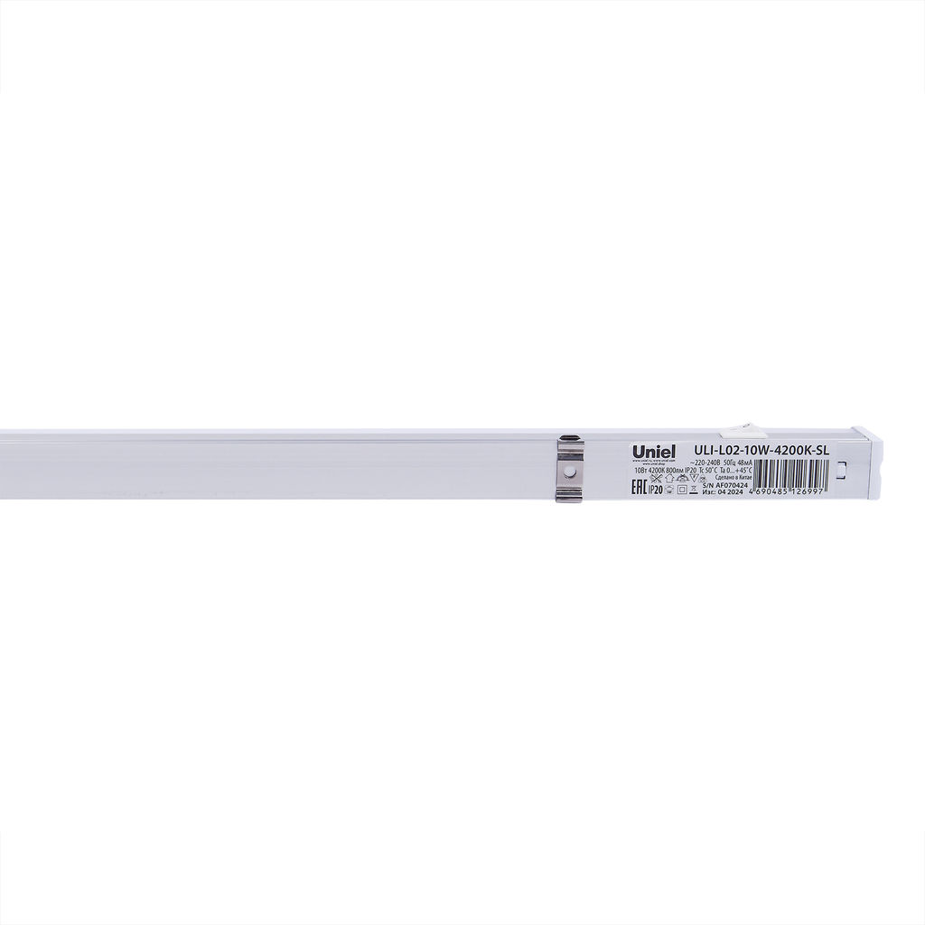 ULI-L02-10W-4200K-SL Светильник линейный светодиодный (аналог Т5). Белый свет(4200K). 900Lm. Выключатель на корпусе. Серебристый. TM Uniel.