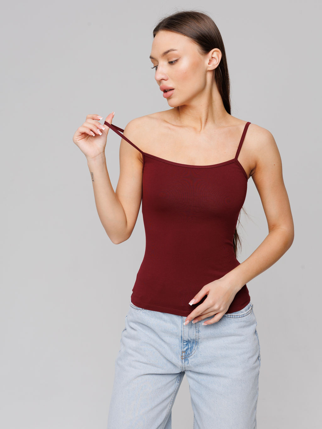 Женская майка на бретелях Lingeamo темно-бордовая ЛТ-07 (28)  фото 3