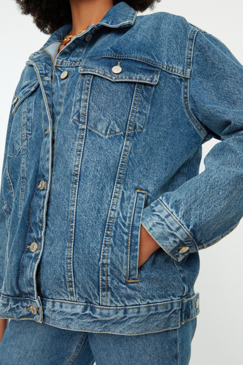 Mavi Oversize Trucker Denim Ceket TWOAW22CE0364 - Trendyolmilla фото 6