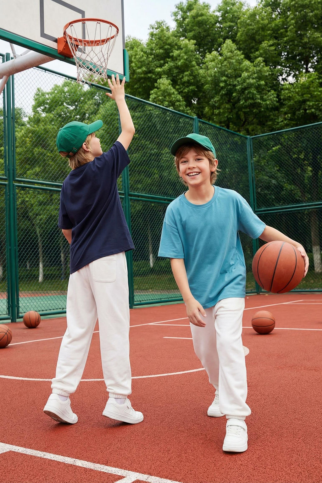 Siyah-Gri 2li Erkek Cocuk Pamuklu Basic Oversize/Genis Kal?p Orme T-Shirt TKDSS25TS00052 - Trendyolmilla фото 7