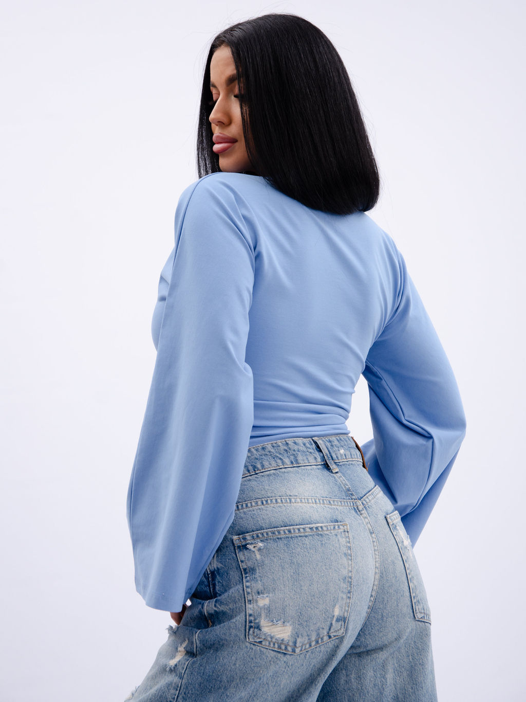 Лонгслив "Аида 3" голубой, кулирка с лайкрой