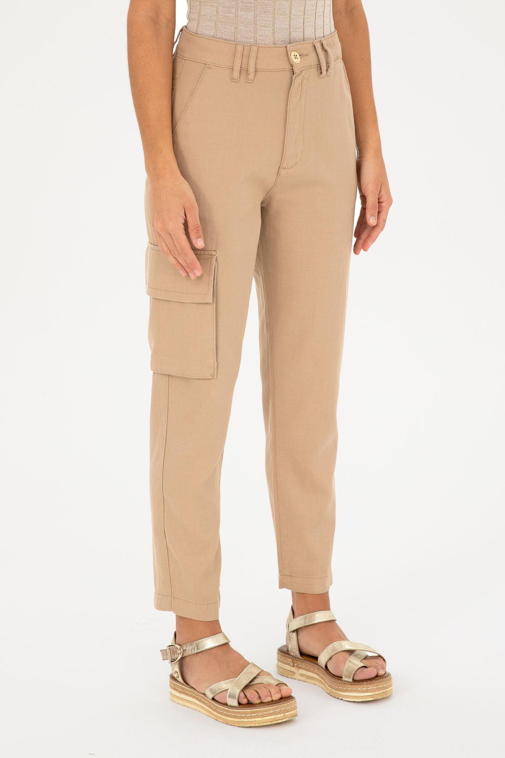 Женские брюки песочного цвета из парусины Неожиданная скидка в корзине - U.s. polo assn фото 2