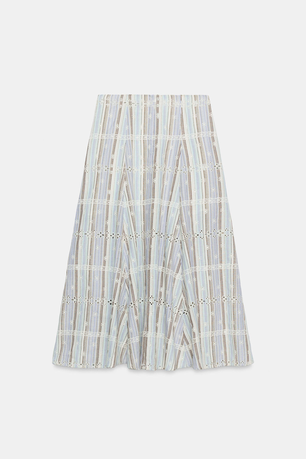 FALDA MIDI BORDADOS RAYAS / Multicolor - Zara фото 9
