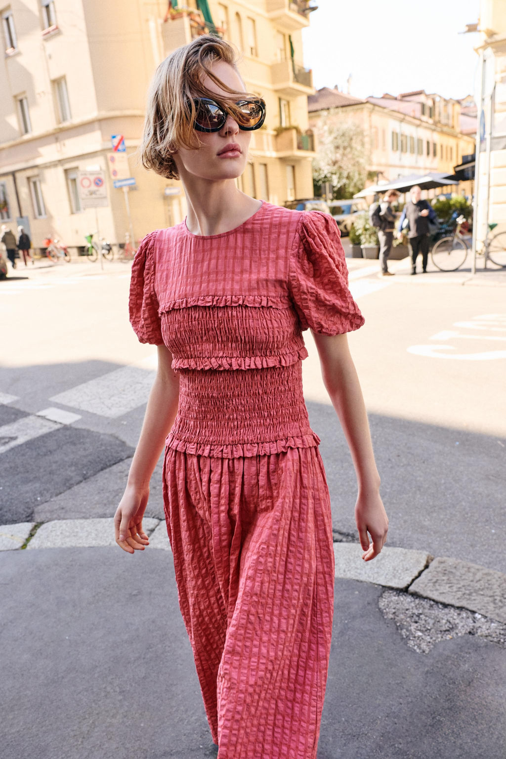 VESTIDO MIDI NIDO DE ABEJA / Rosa - Zara фото 4