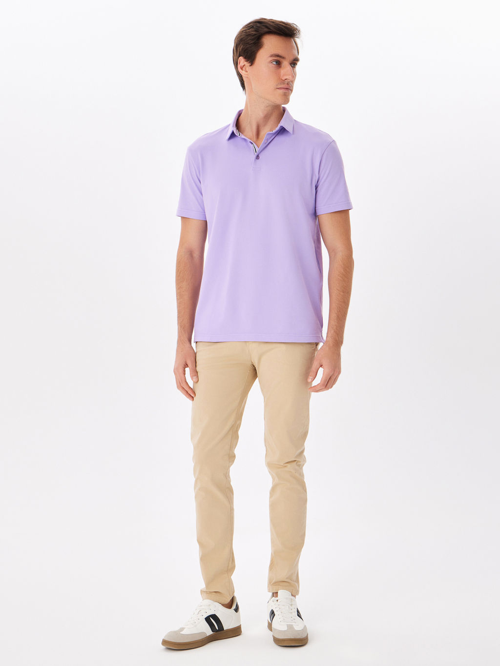 Джемпер мужской с воротником поло короткий рукав GREG G144-PO124T-SA1051 (сиреневый)  фото 5