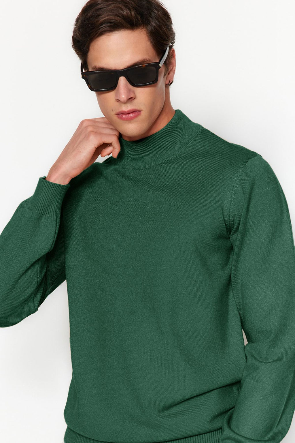 TRENDYOL MAN Premium Camel Regular Fit Yar?m Bal?kc? Yaka Yumusak Basic Triko Kazak TMNAW24KZ00055 - Trendyolmilla фото 4