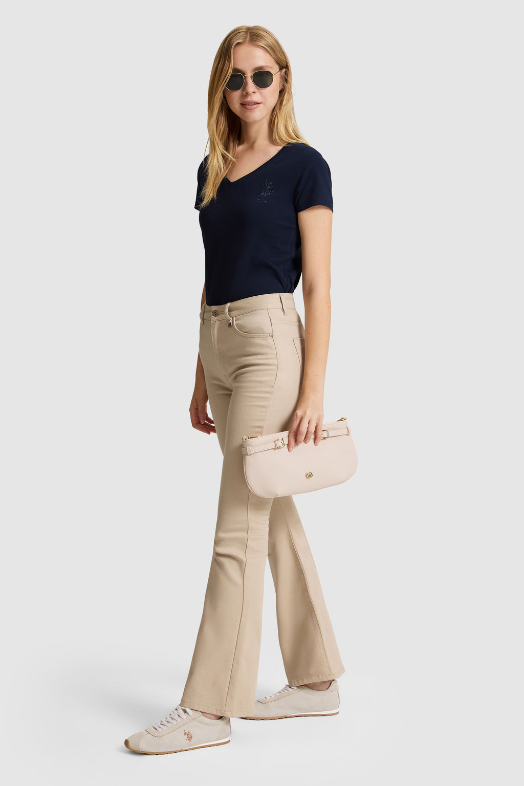 Kad_n Lacivert V Yaka Basic Ti__rt - U.s. polo assn фото 4