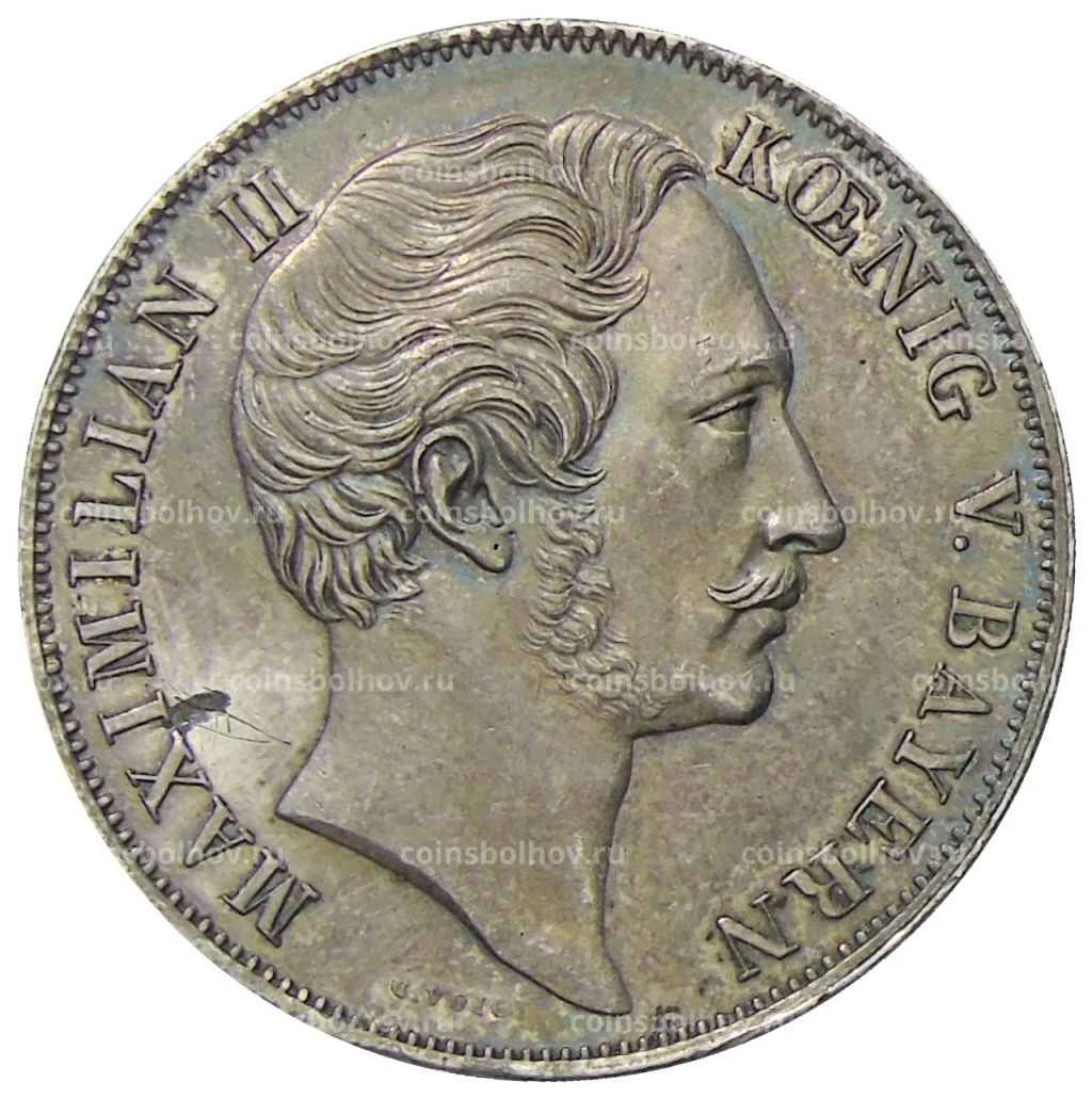 2 гульдена 1855 года Германские государства  Бавария Восстановление колонны Мадонны в Мюнхене