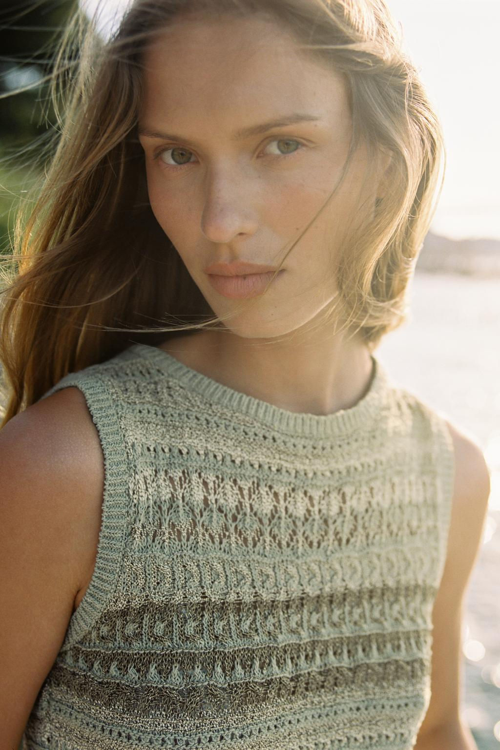 TEXTURED KNIT SLEEVELESS TOP - Zara фото 3