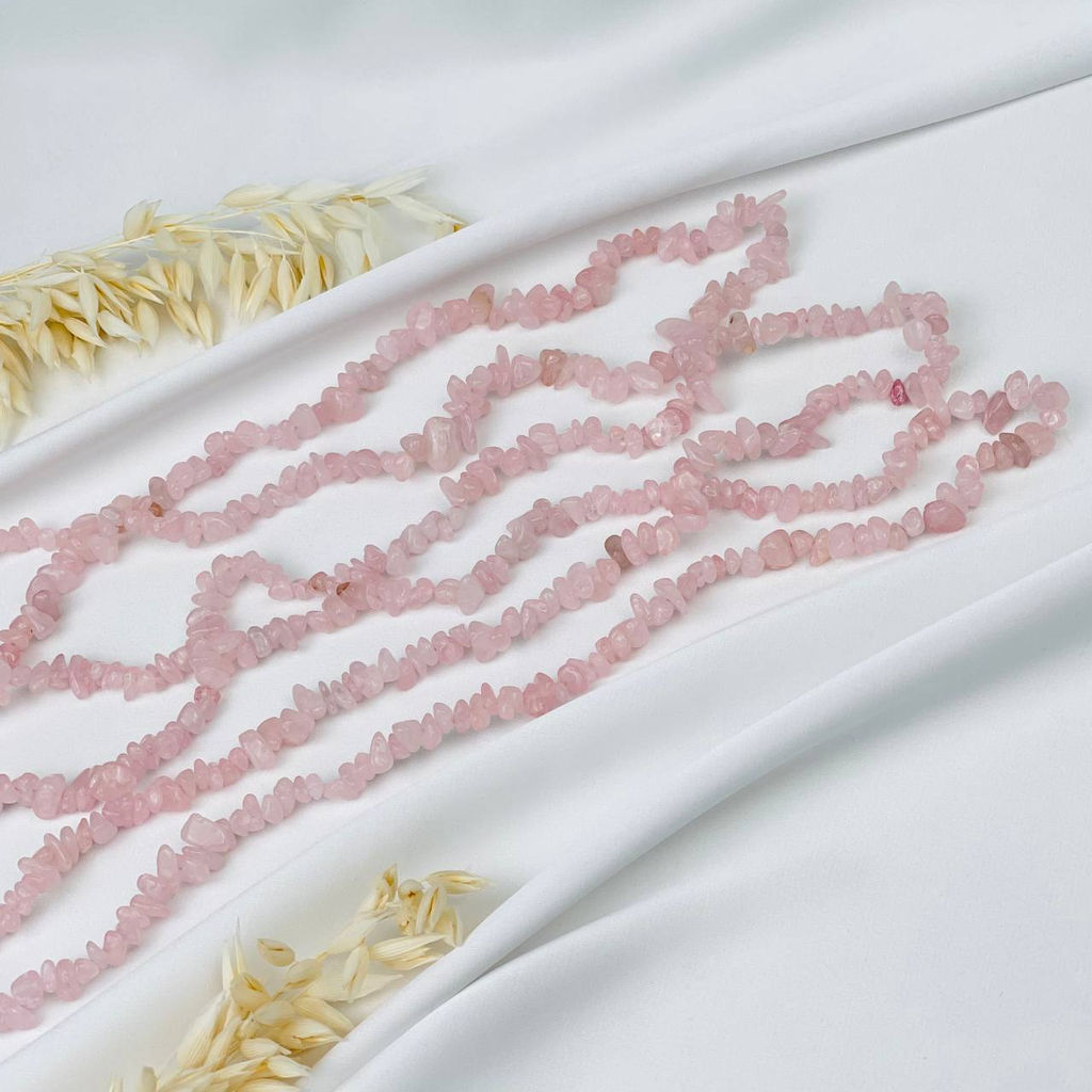 Бусины для украшений из Розового кварца крошка 80 см
