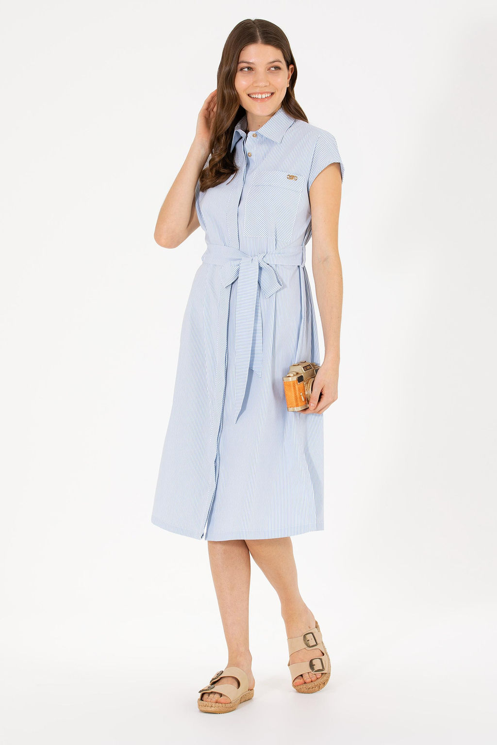 U. S. Polo Assn Женское синее тканое платье - U.s. polo assn фото 4