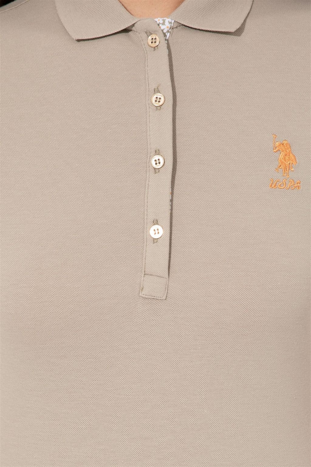 Женская футболка цвета хаки с воротником поло Basic - U.s. polo assn фото 6