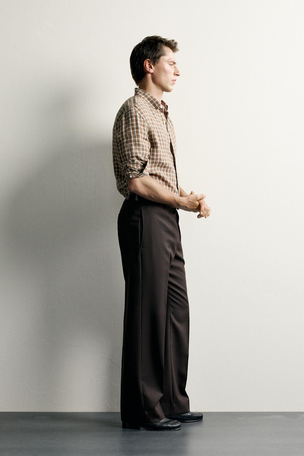 CAMISA CUADROS 100% LINO / Khaki - Zara фото 4