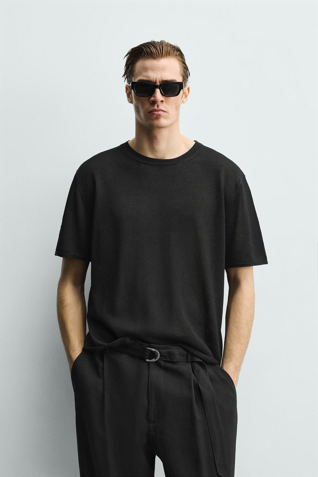 CAMISETA PUNTO MEZCLA VISCOSA / Negro - Zara фото 2