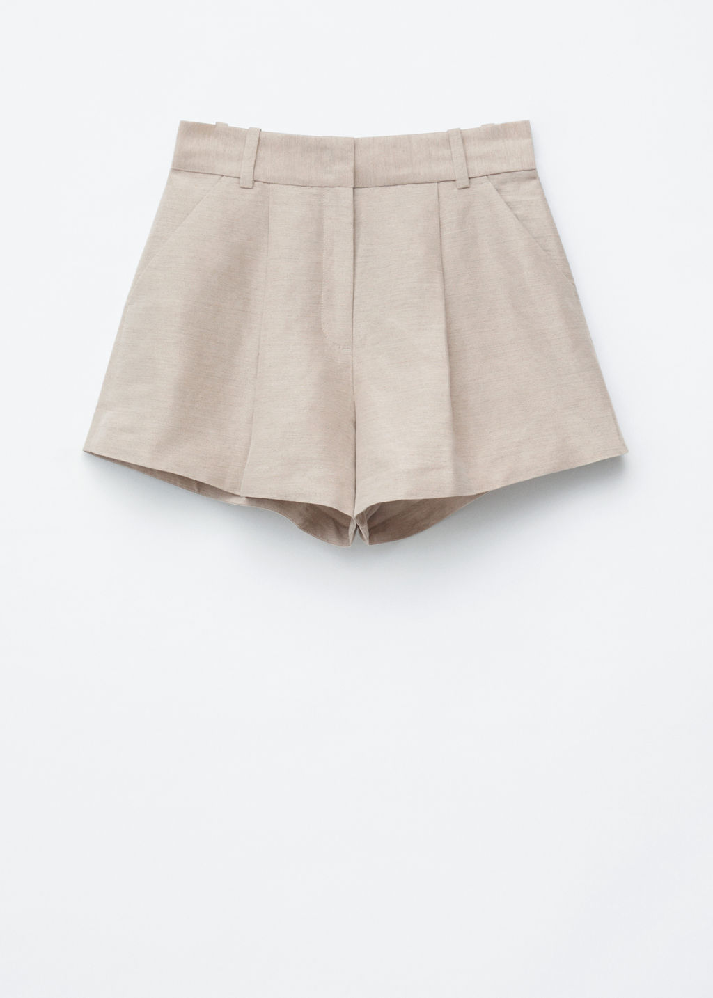 Pantalones cortos plisados en mezcla de lino