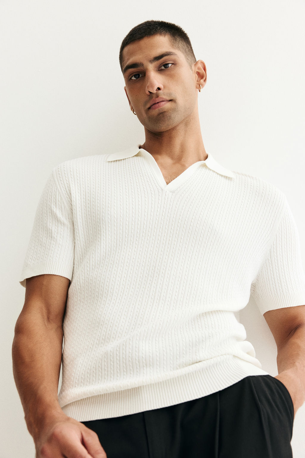 Polo en punto trenzado Regular Fit - H&m фото 7