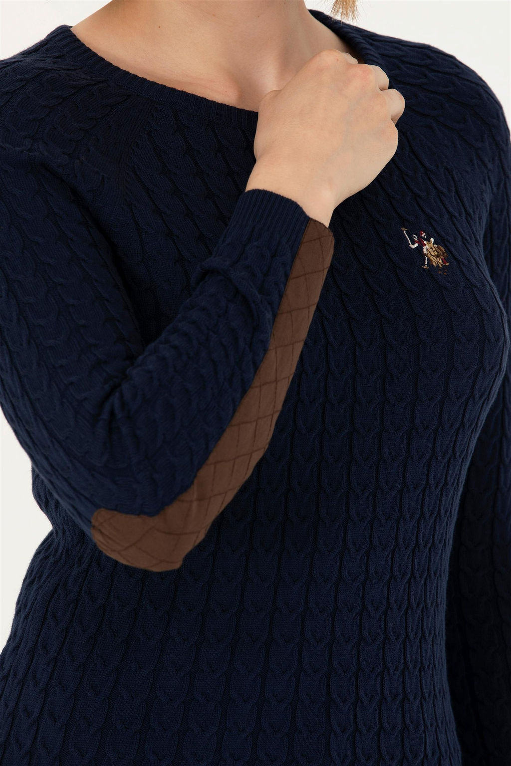 Женский базовый свитер темно-синего цвета с круглым вырезом Неожиданная скидка в корзине - U.s. polo assn фото 7