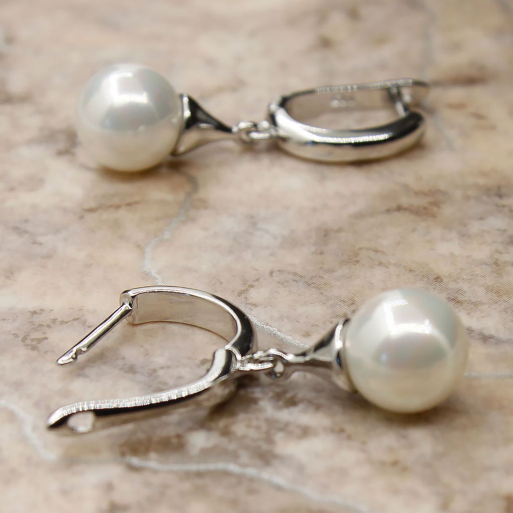 Серьги Авангард майорка белая - Agat77 фото 2