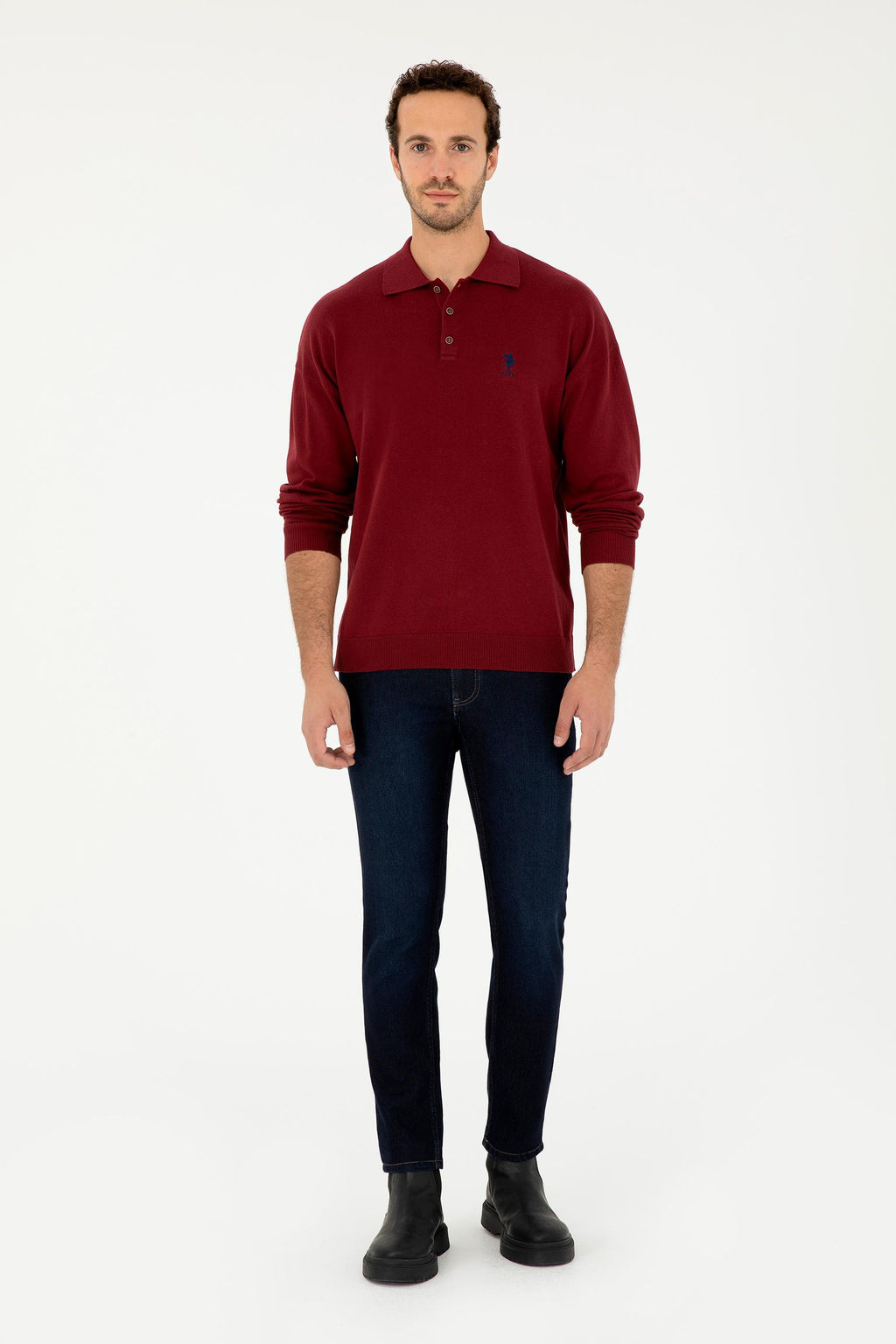 Erkek Bordo Basic Kazak