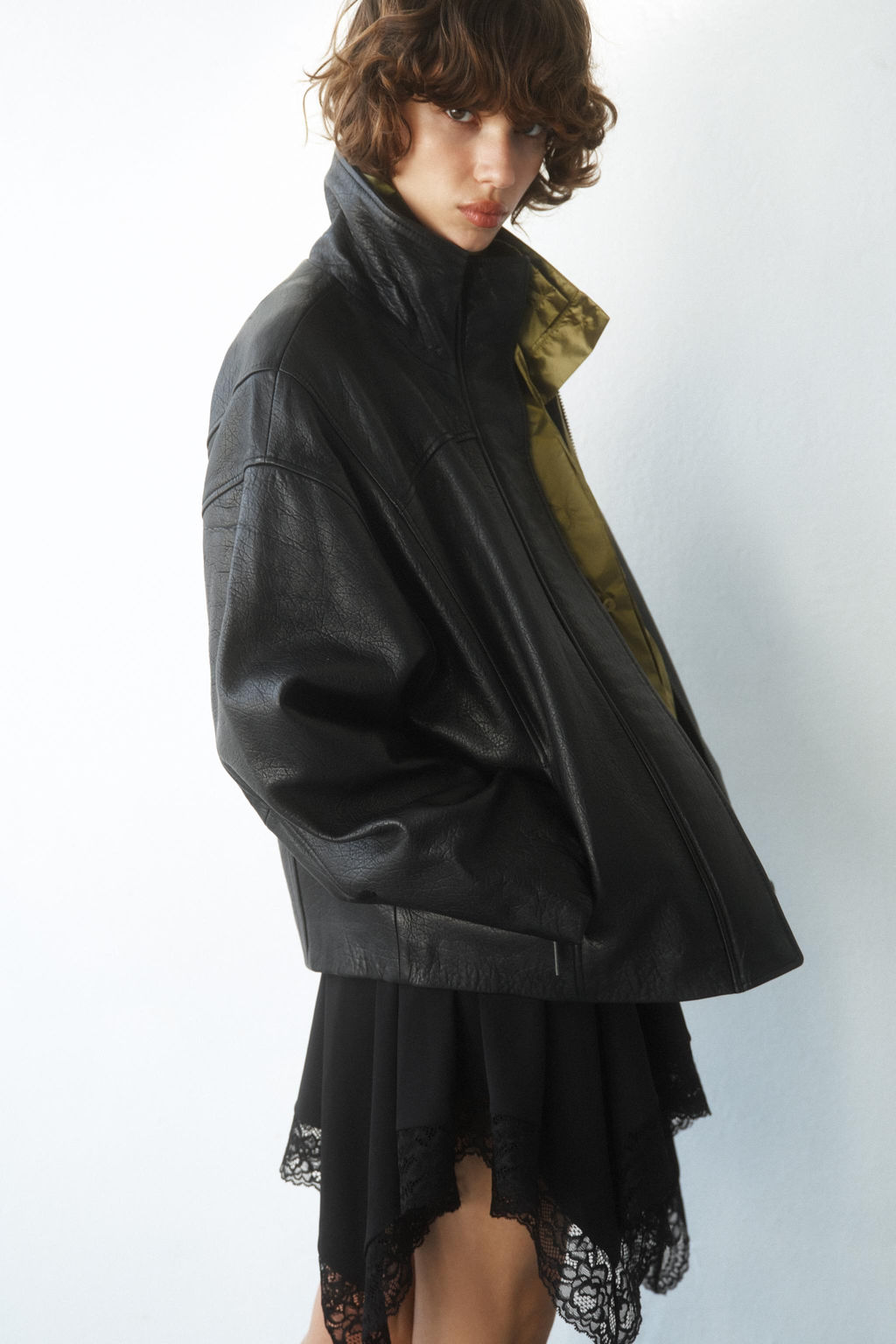 CAZADORA OVERSIZE PIEL 100% / Negro - Zara фото 11