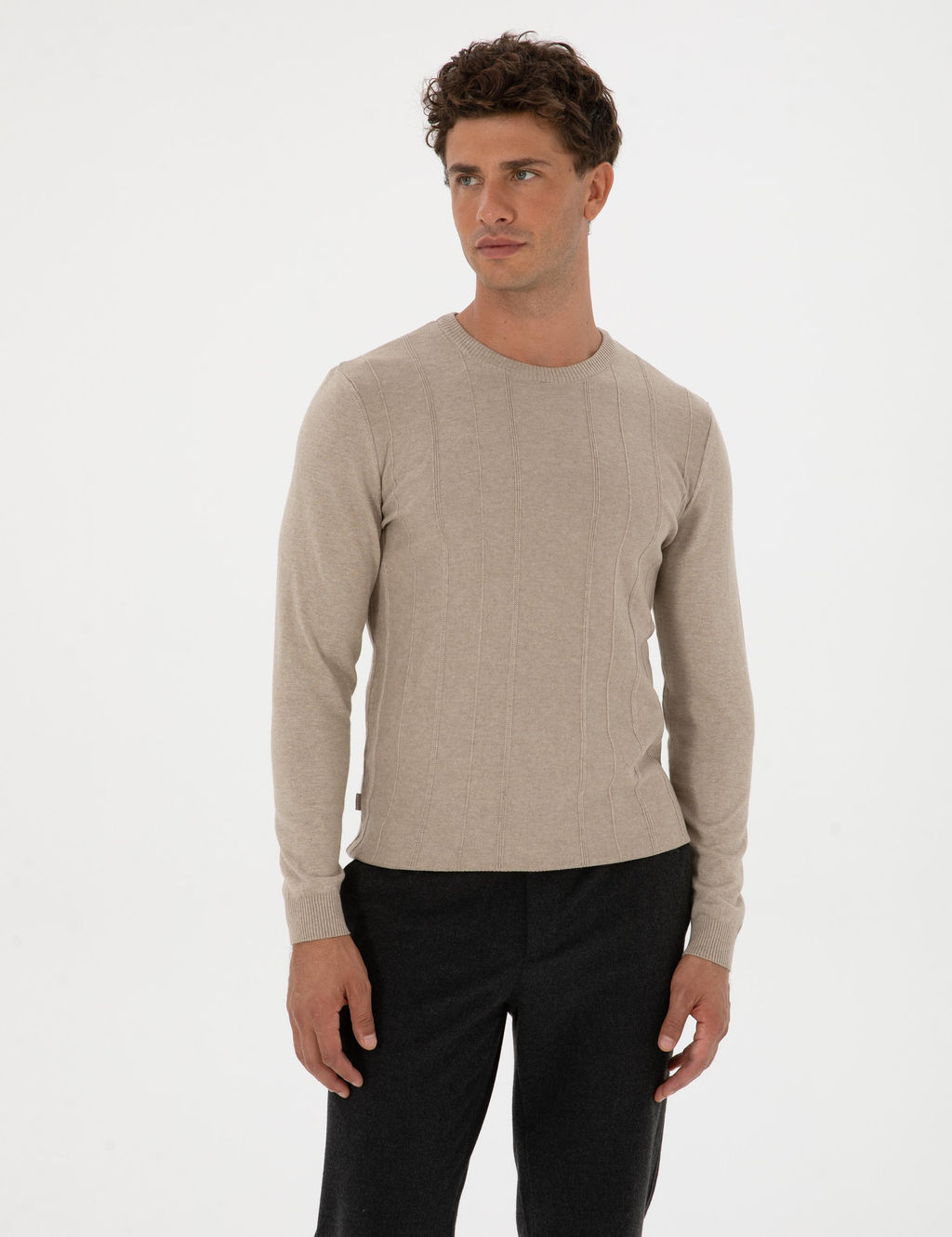 Kum Melanj Slim Fit Bisiklet Yaka Triko Kazak - Pierre cardin фото 3