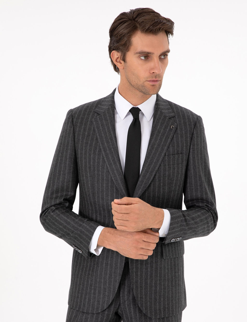 Серый зауженный костюм - Cacharel фото 3