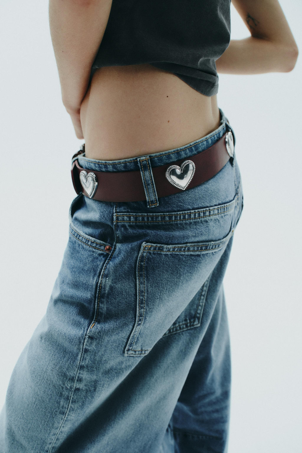 LEATHER HEART STUD BELT - Zara фото 3