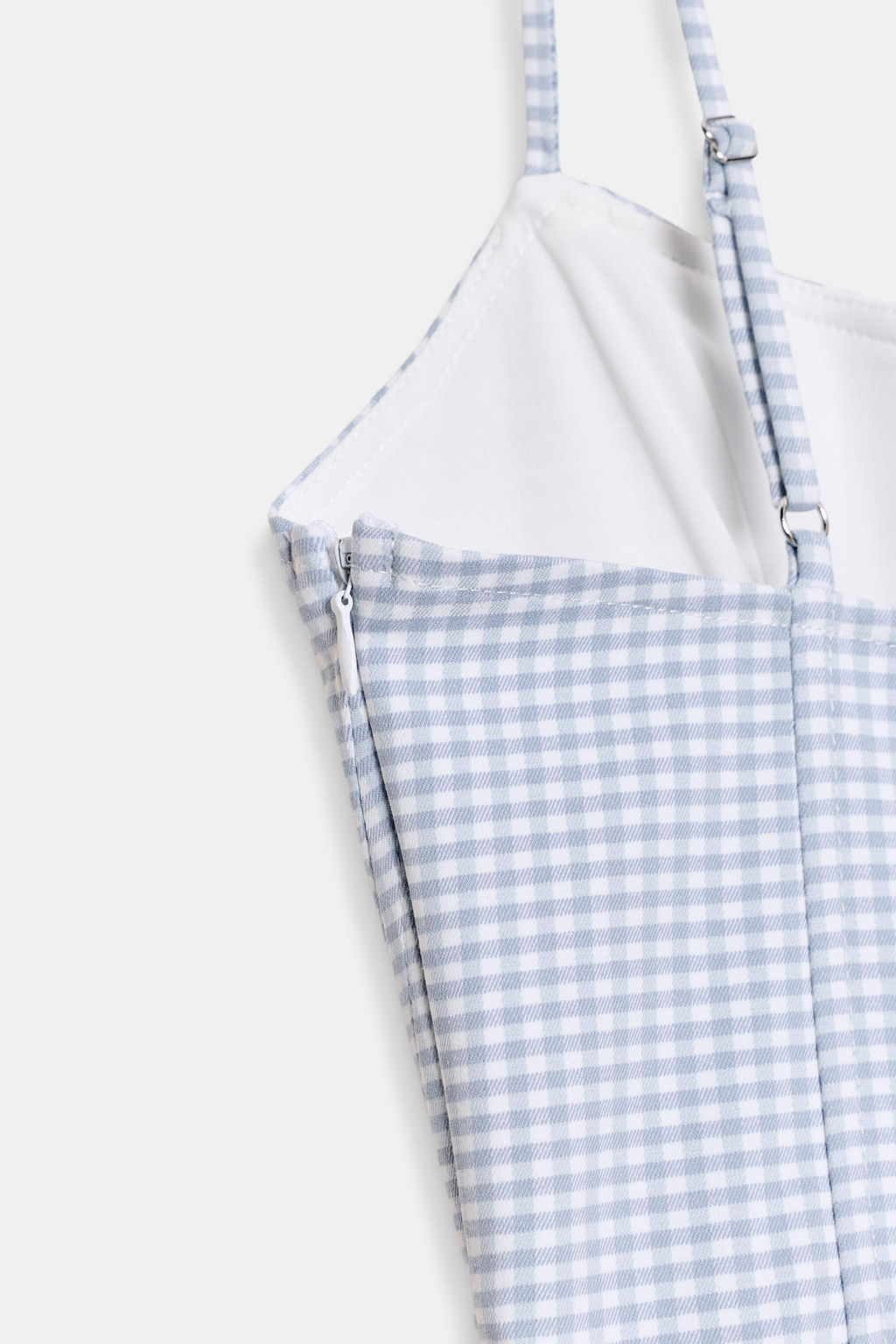 VESTIDO COSETERO VOLUMEN CUADRO VICHY / Azul / Blanco - Zara фото 8