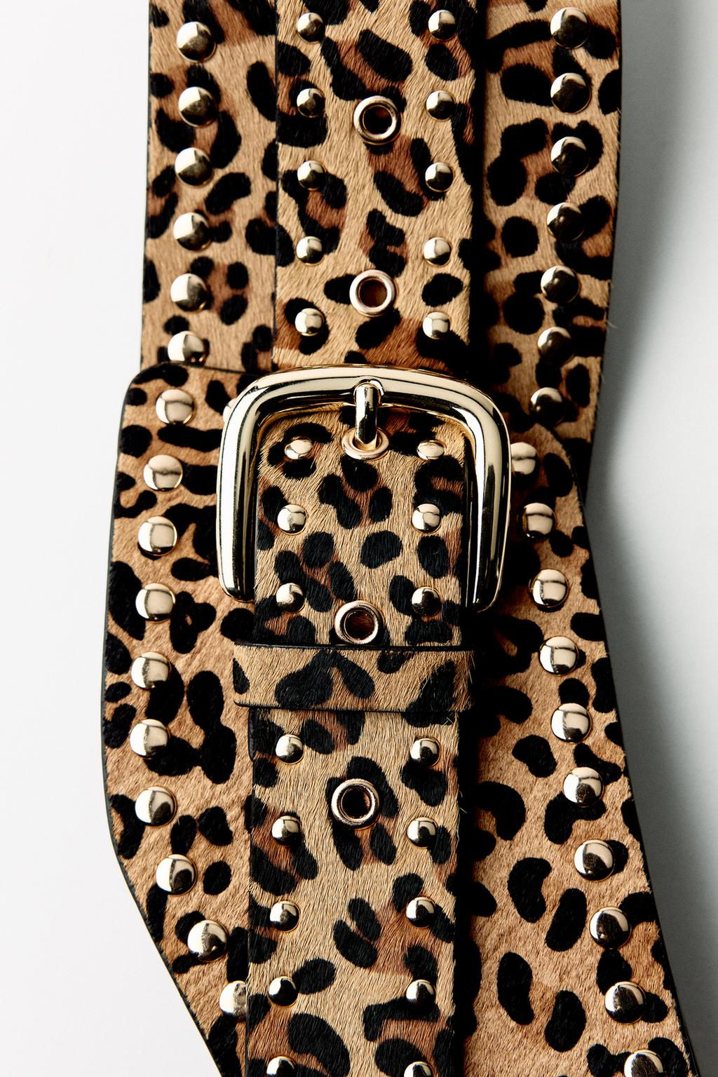 STUDDED ANIMAL PRINT LEATHER CORSET BELT - Zara фото 6