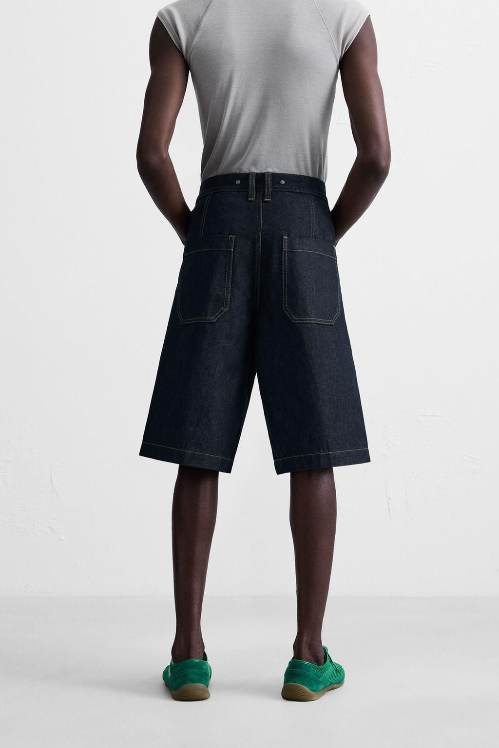 BAGGY FIT DENIM BERMUDA SHORTS WITH STITCHING - Zara фото 3