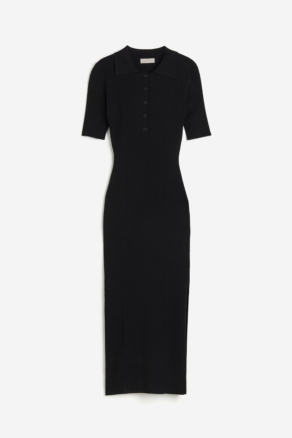 Vestido en punto de canale con cuello camisero - H&m фото 5