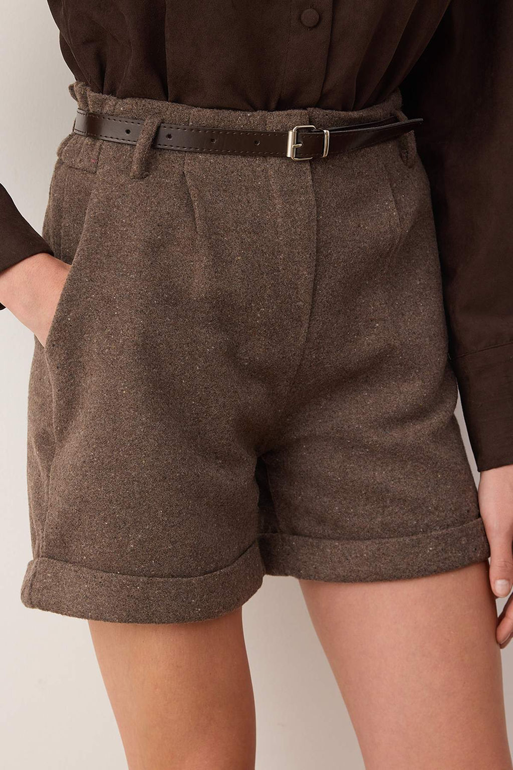 Kahverengi Kase Kemerli Sort & Bermuda TWOAW26SR00037 - Trendyolmilla фото 3