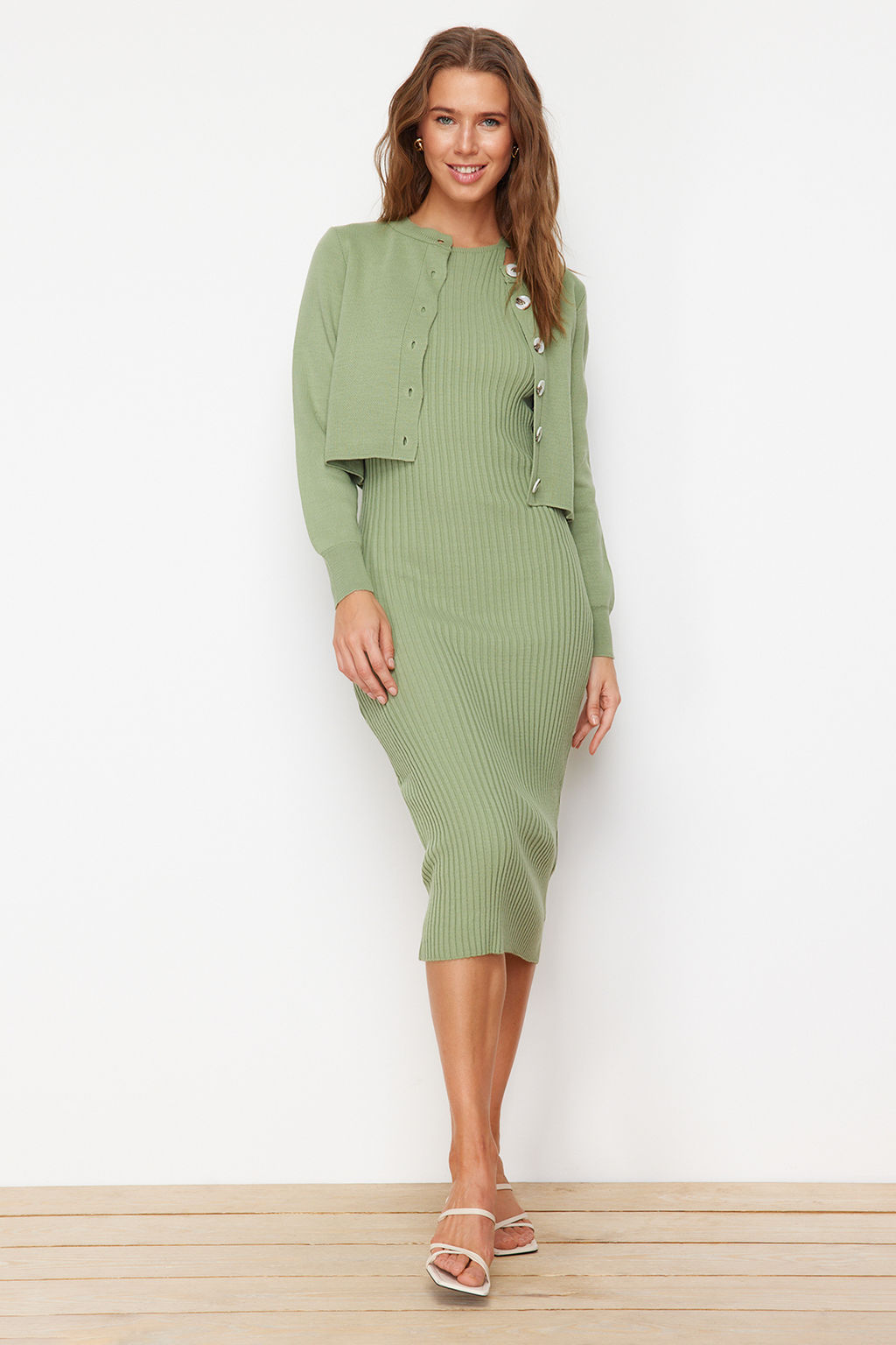 Mint 2li Midi Triko Basic H?rkal? Elbise TWOSS23EL00738