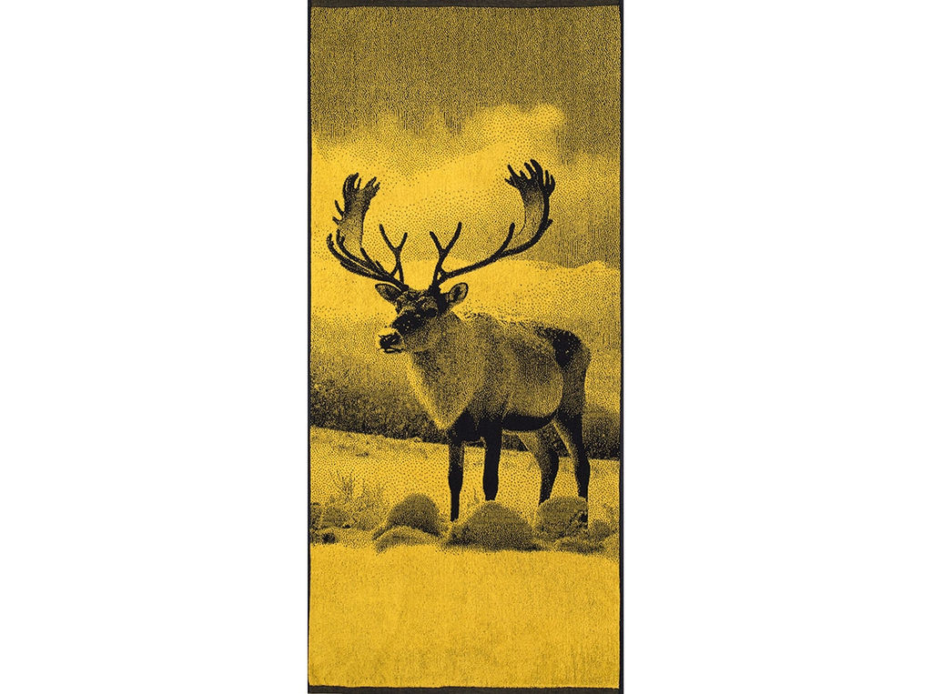 Полотенце махровое 6с102.411ж1 Фото-олень(т.желтый) 67х150см