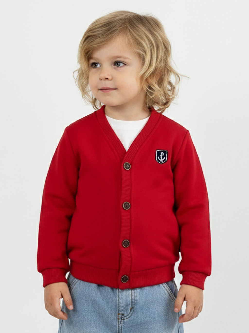 Кардиган на пуговицах 22-0749 красный - Mini maxi фото 3