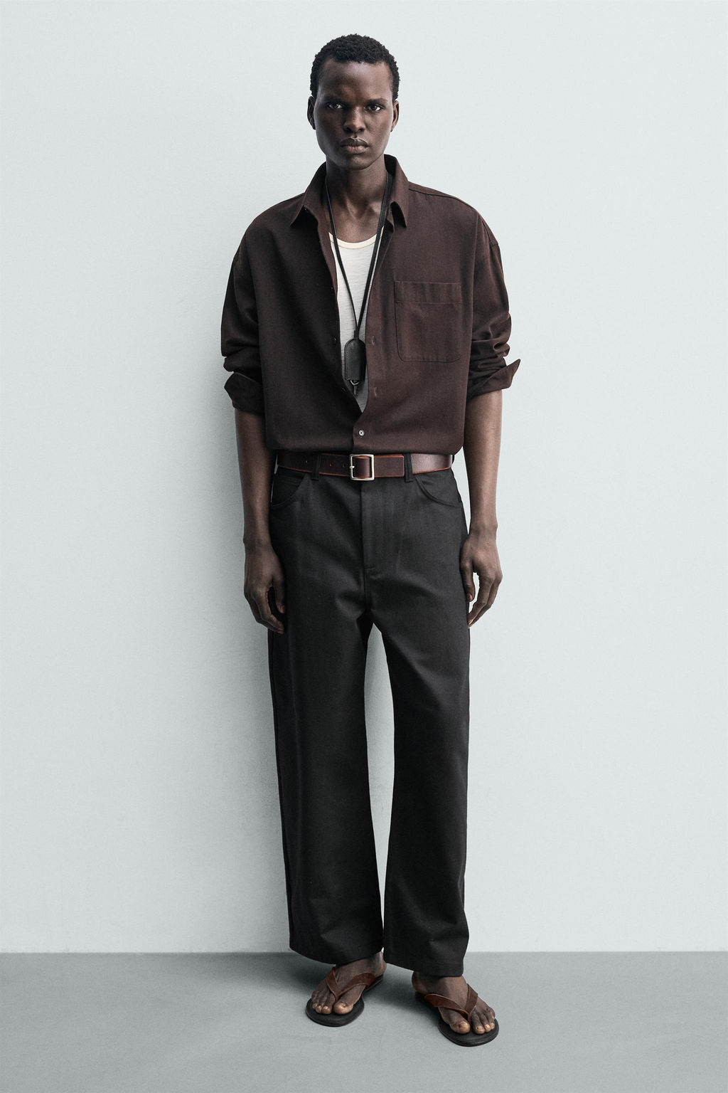 SANDALIA TIRAS PIEL / Chocolate - Zara фото 6