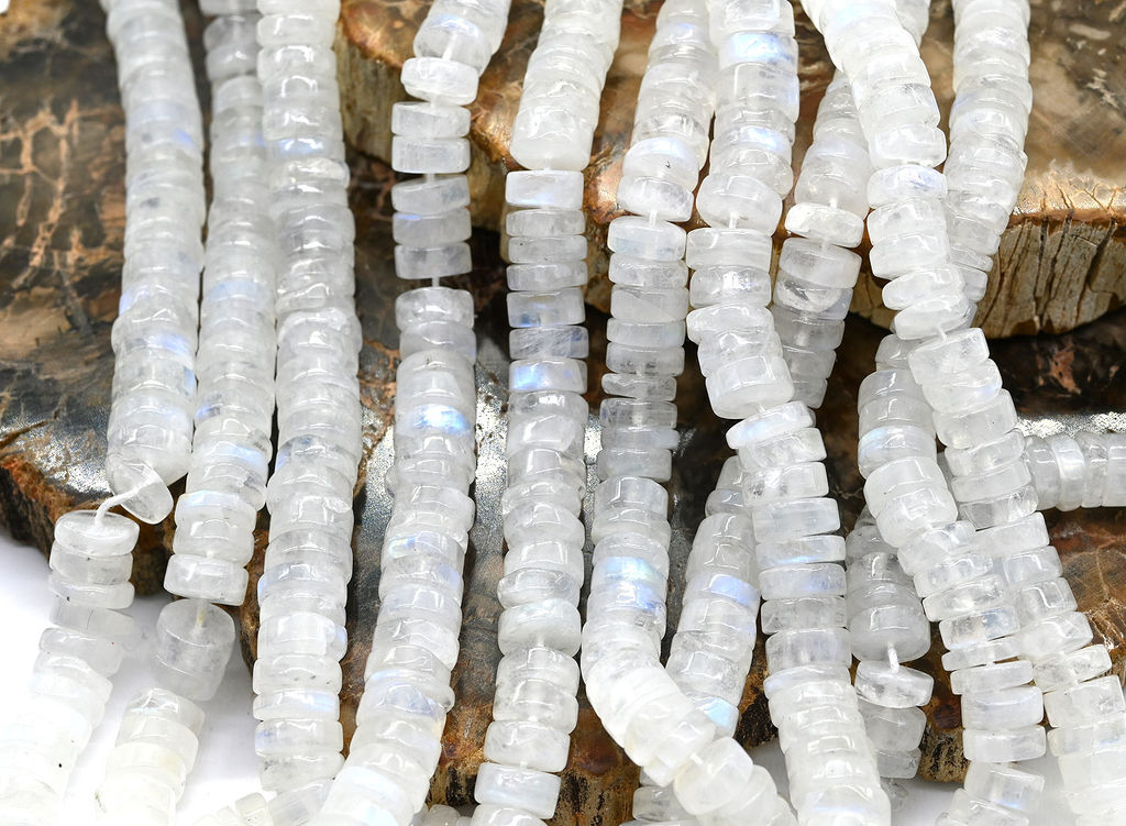 Бусины из натурального лунного камня (адуляр) диски 7*3мм, 33см, 120 бусин Радуга камня