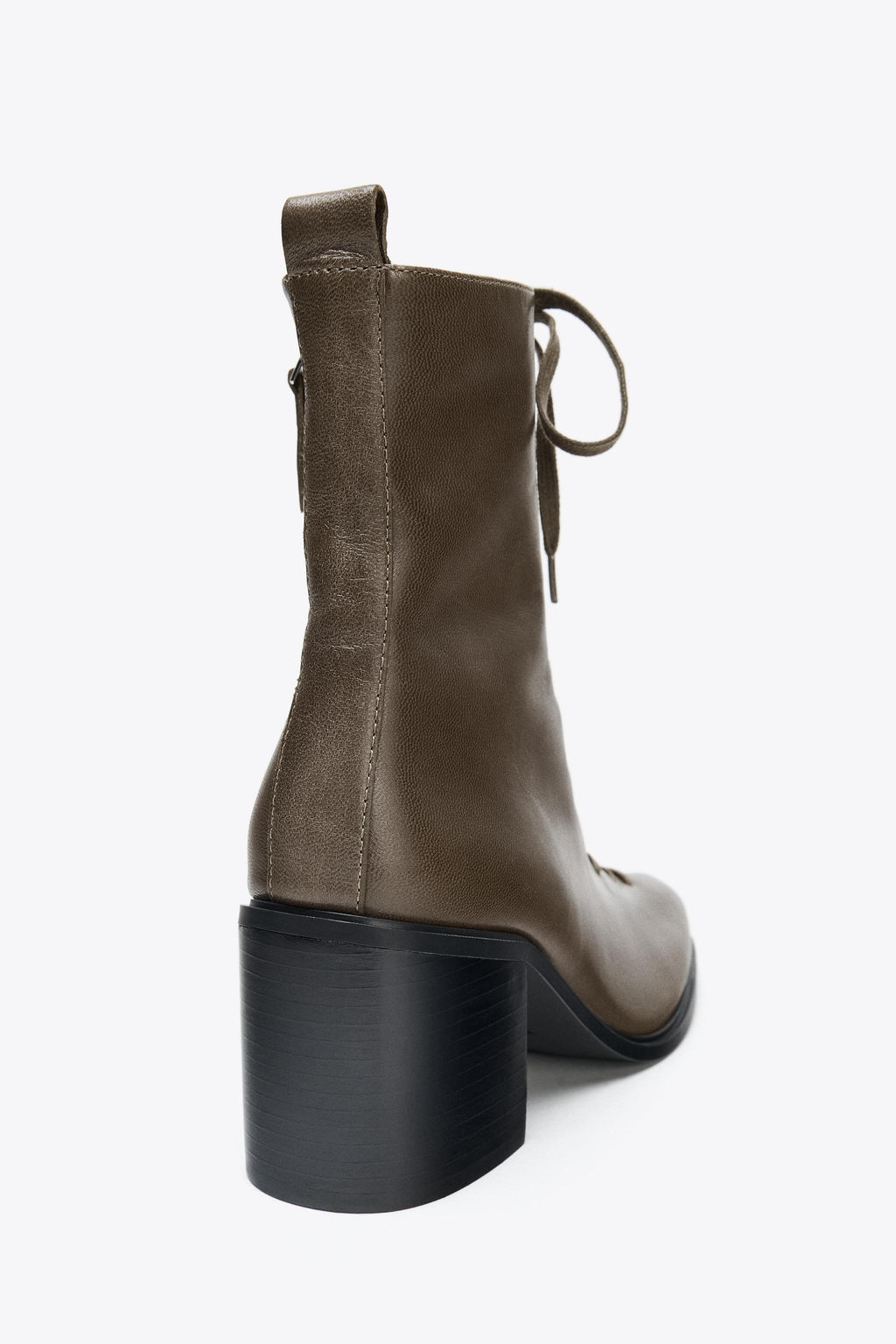 LEATHER LACE-UP ANKLE BOOTS - Zara фото 7