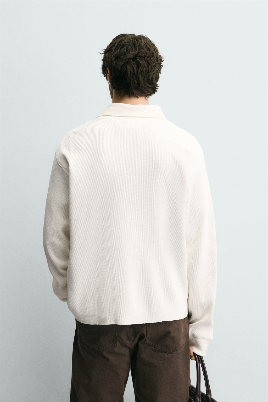 CONTRAST WAFFLE-KNIT RUGBY POLO SHIRT - Zara фото 11