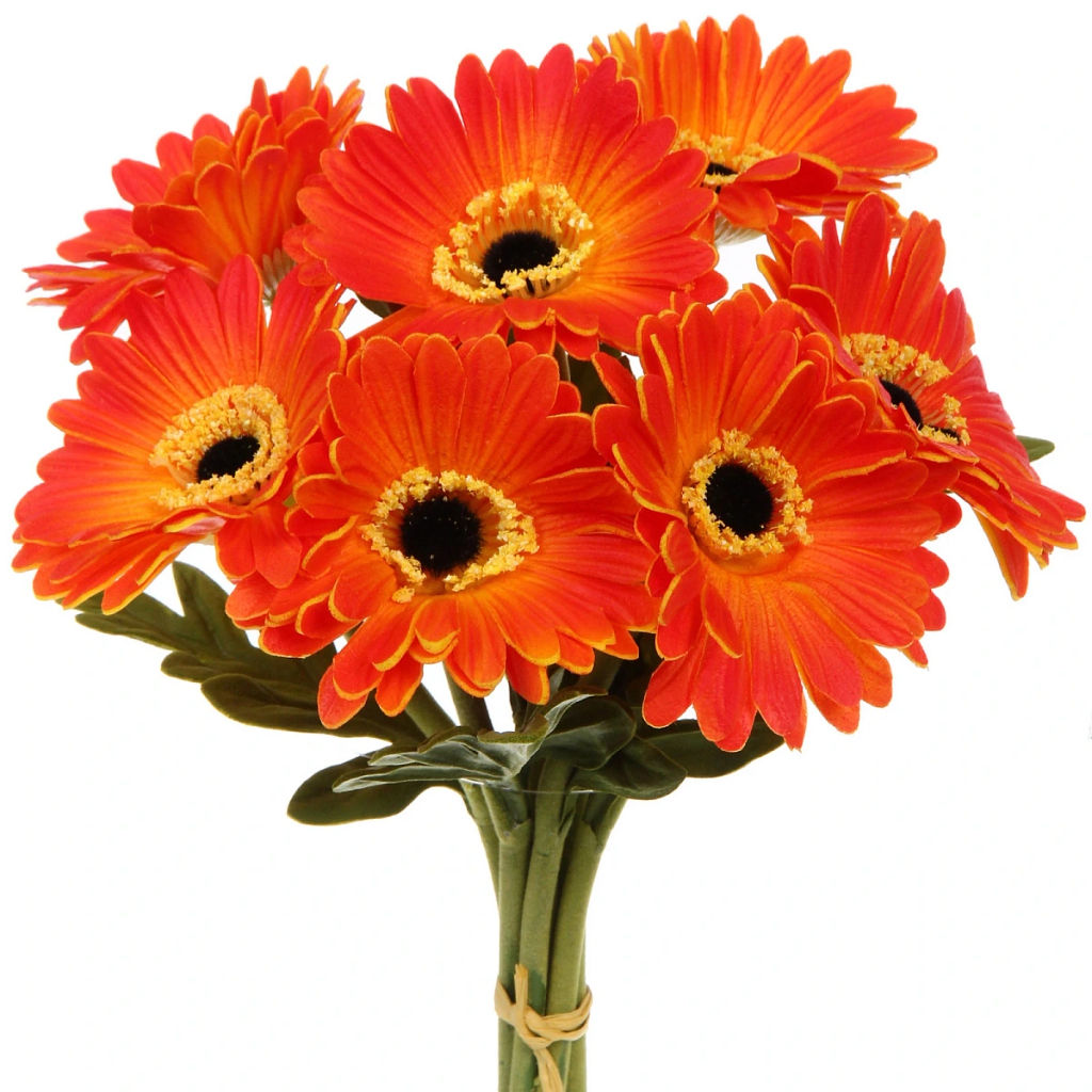 Цветы искусственные "Natur" 33см Герберы 7шт оранжевые