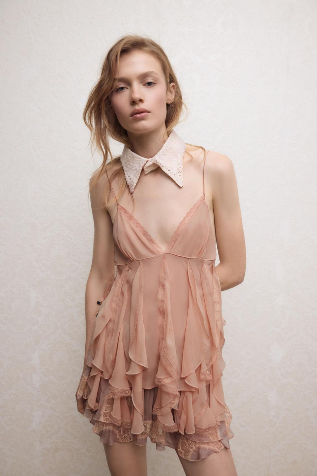 RUFFLED TOP WITH LACE TRIM - Zara фото 2