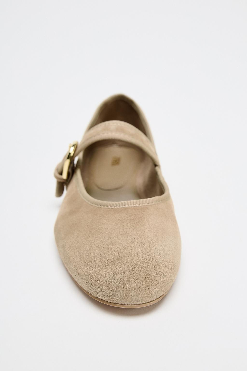 SUEDE STRAP BALLET FLATS - Zara фото 5