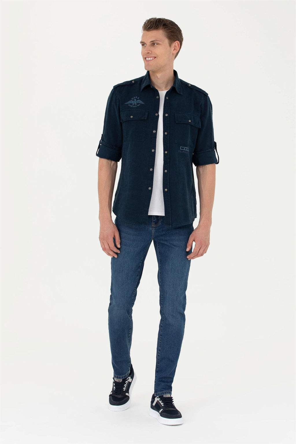 Мужская темно-синяя рубашка с длинным рукавом - U.s. polo assn фото 4