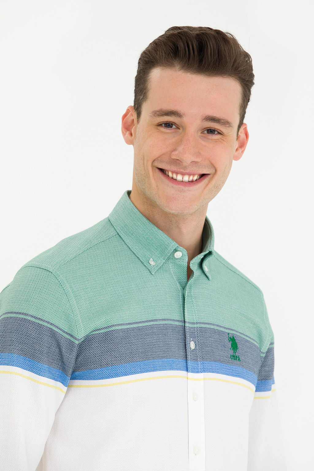 Мужская зеленая рубашка с длинным рукавом Неожиданная скидка в корзине - U.s. polo assn фото 2