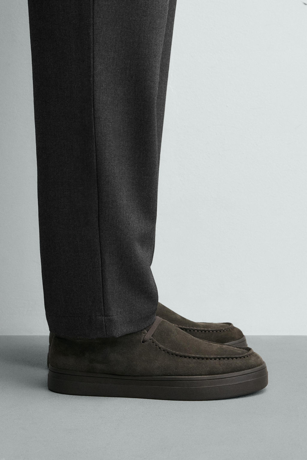 LEATHER MOC TOE SHOES - Zara фото 5