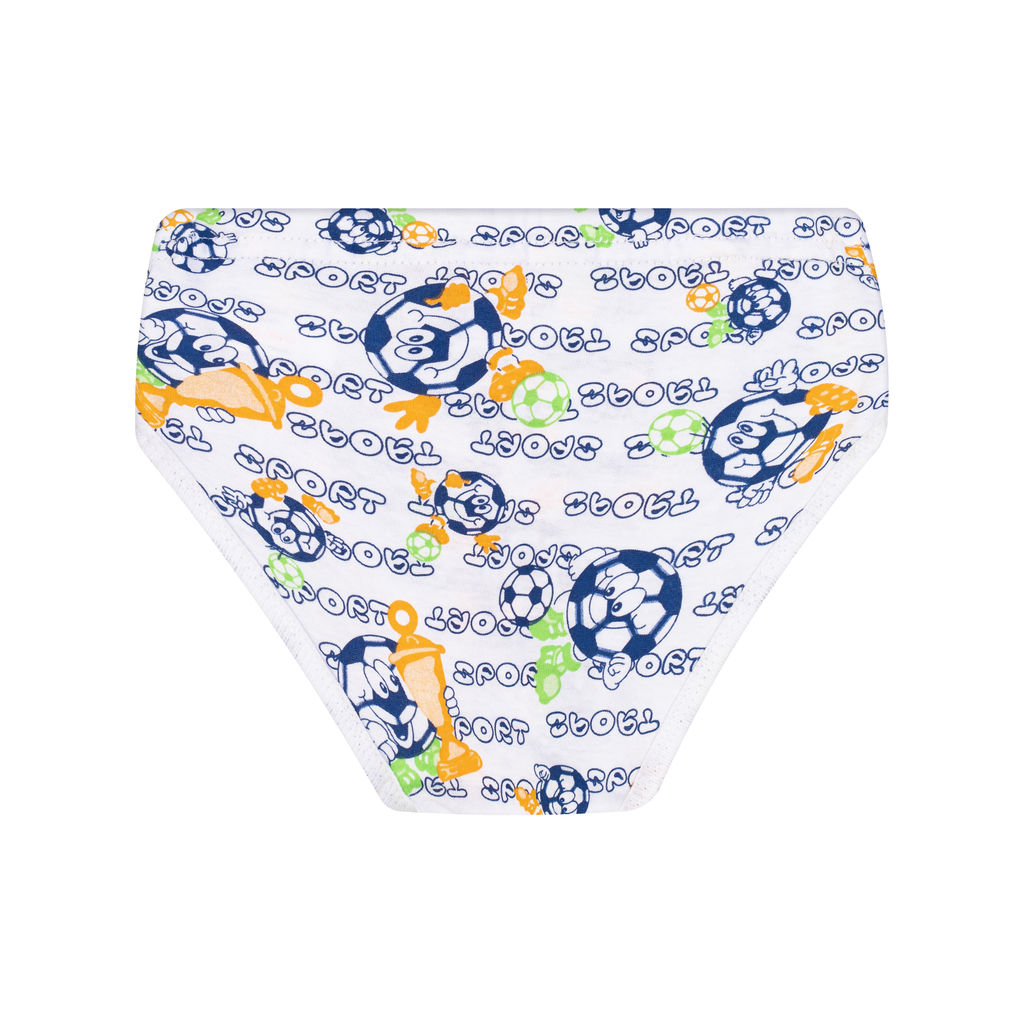 Трусы для мальчика белые принт оранжевый мяч